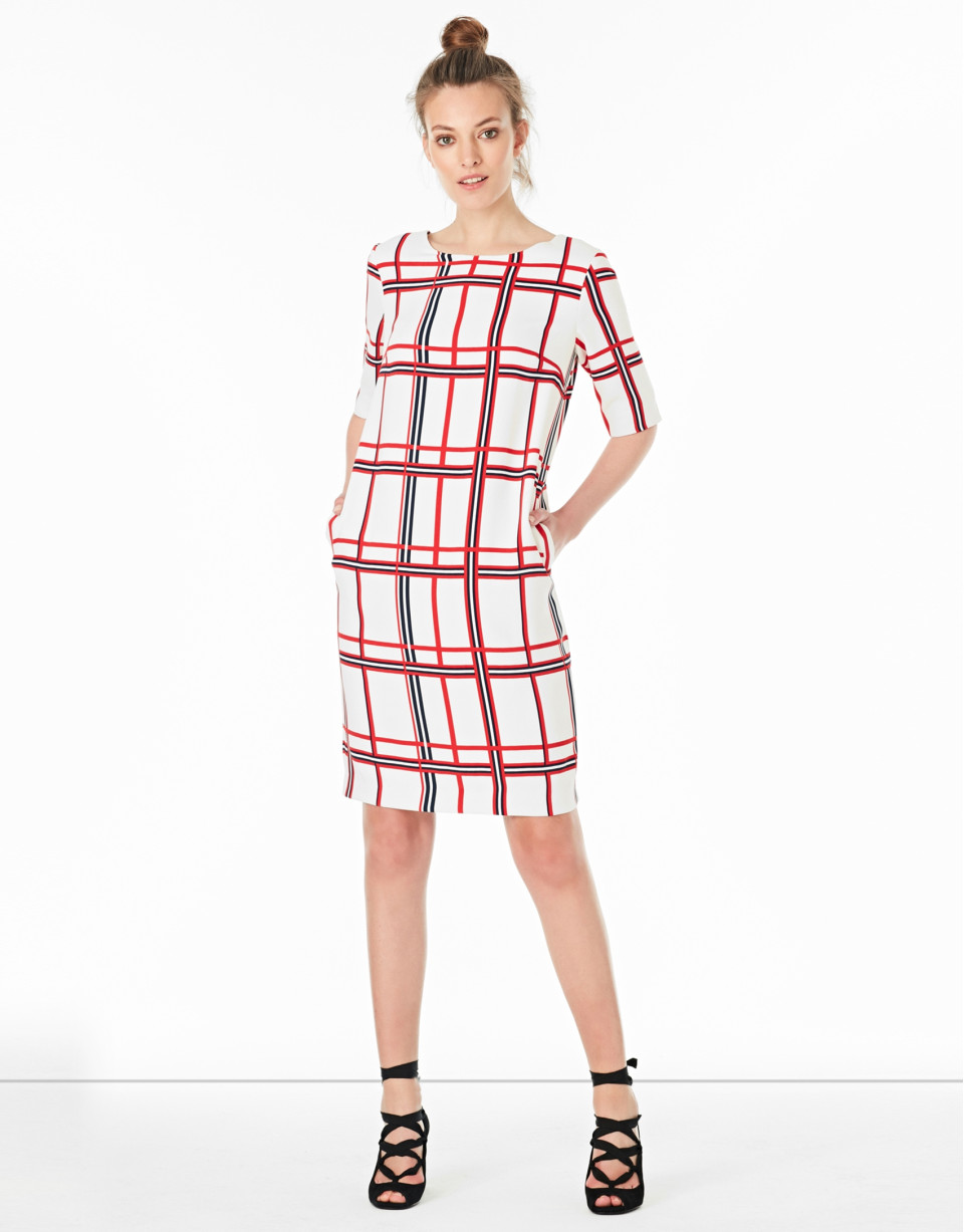 Burgundy checked dress