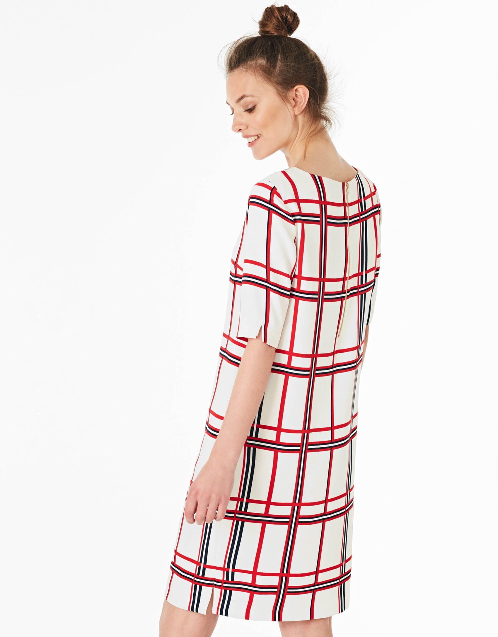Burgundy checked dress