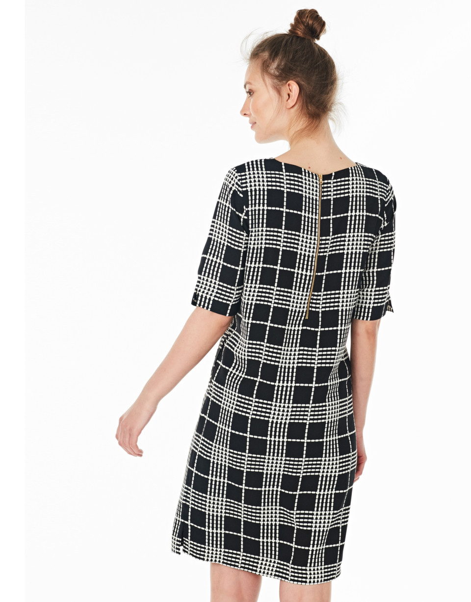 Navy blue checked dress