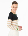 Hazelnut striped sweater with square neck