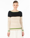 Jersey cuello caja rayas avellana
