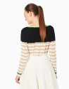 Hazelnut striped sweater with square neck