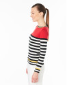 Red striped sweater with square neck