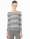 Blue striped top with boat neck