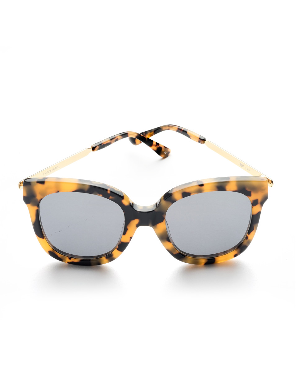 Yellow tortoise plastic and metal frame sunglasses