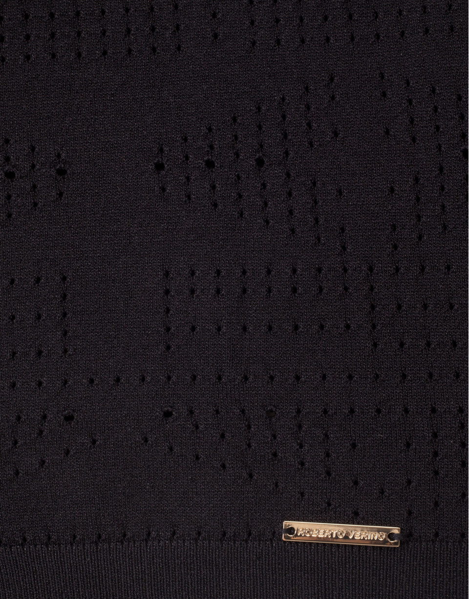 Black openwork sweater