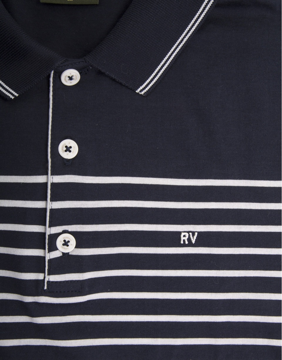 Polo azul marino rayas blancas