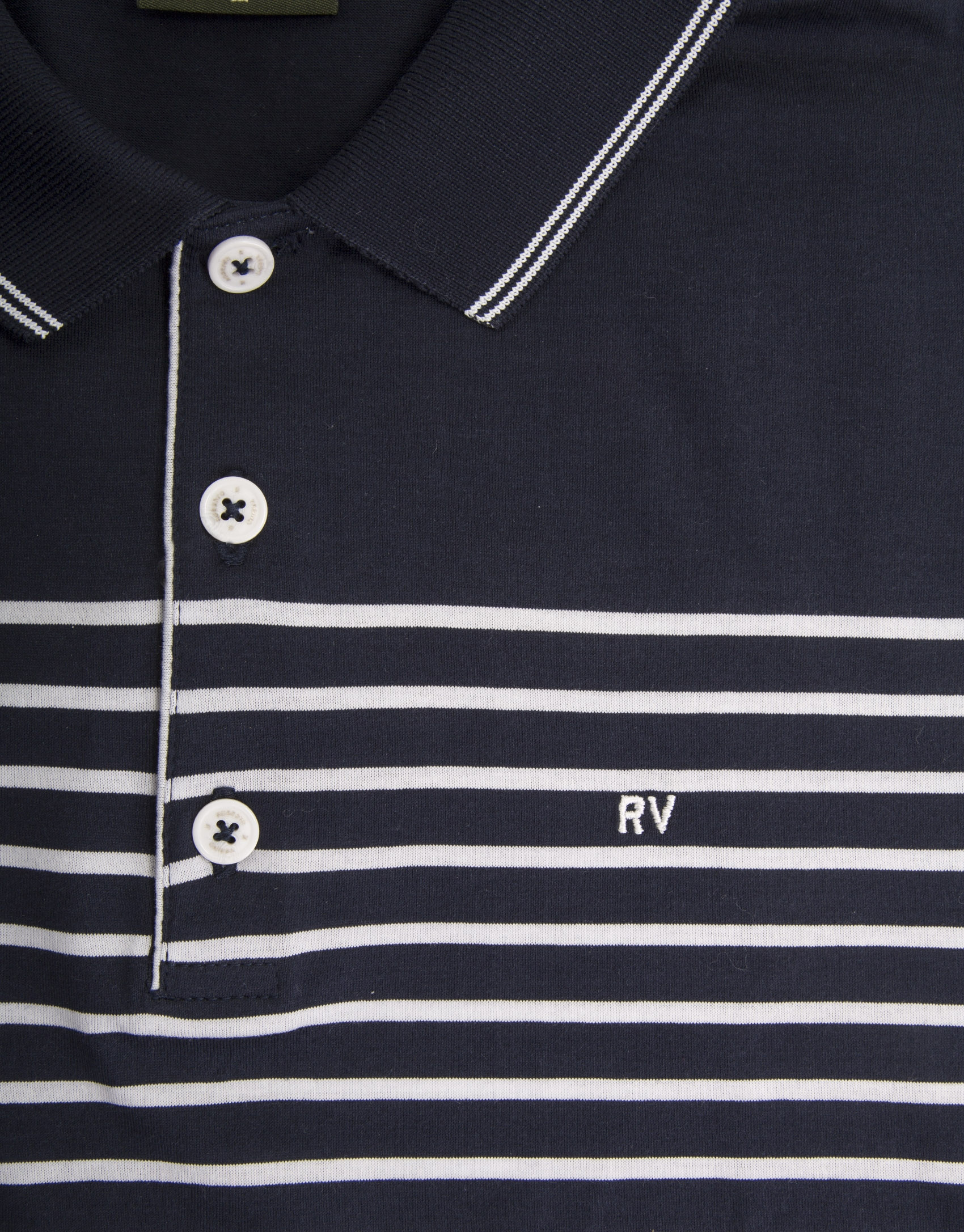 Polo azul marino rayas blancas