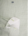Camisa sport lino estampado fantasía marino/verde