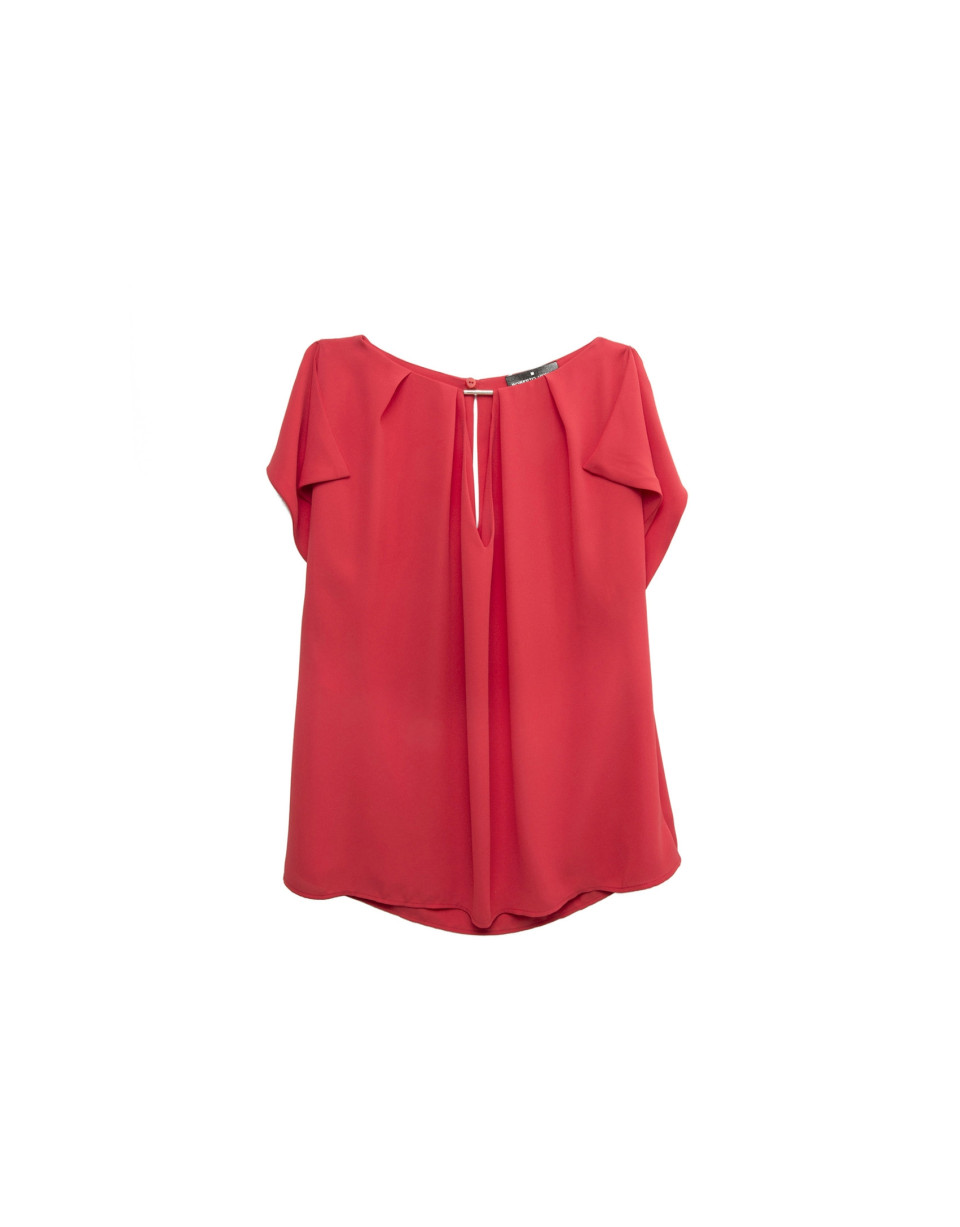 Red top with tear drop neckline