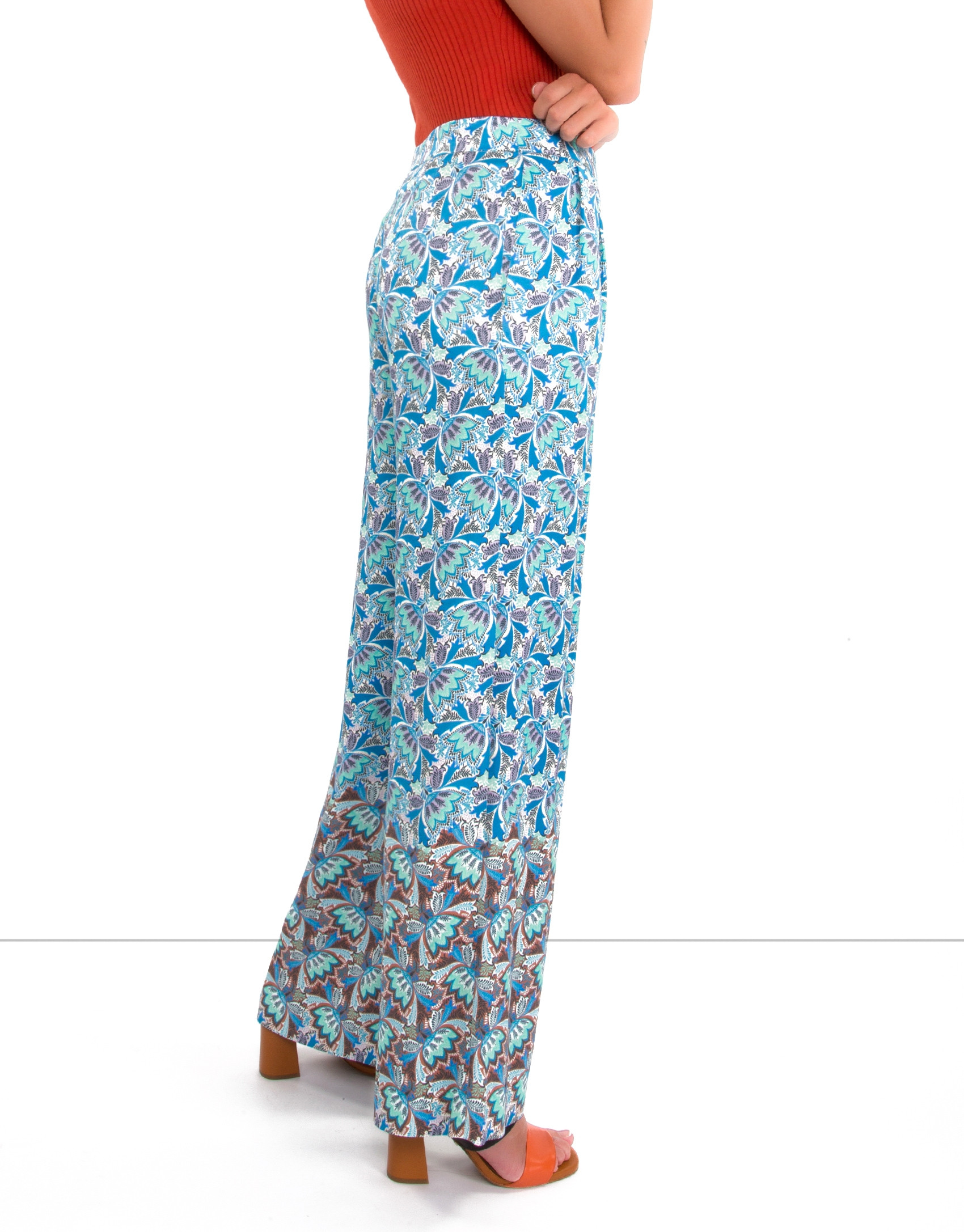 Pantalón palazzo estampado azul indigo