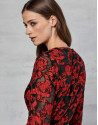 Maroon floral jacquard long dress