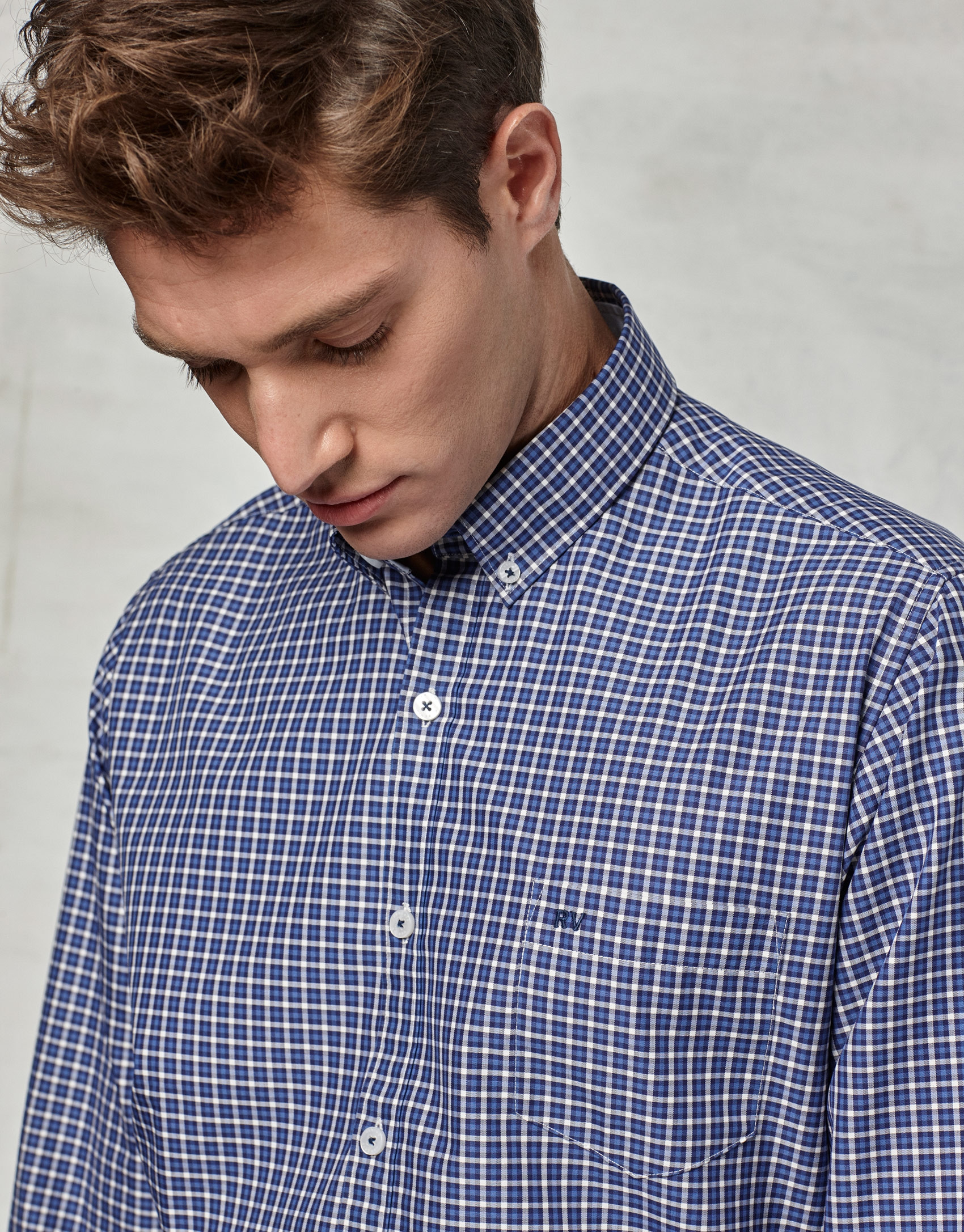 Camisa sport cuadro azul / blanco