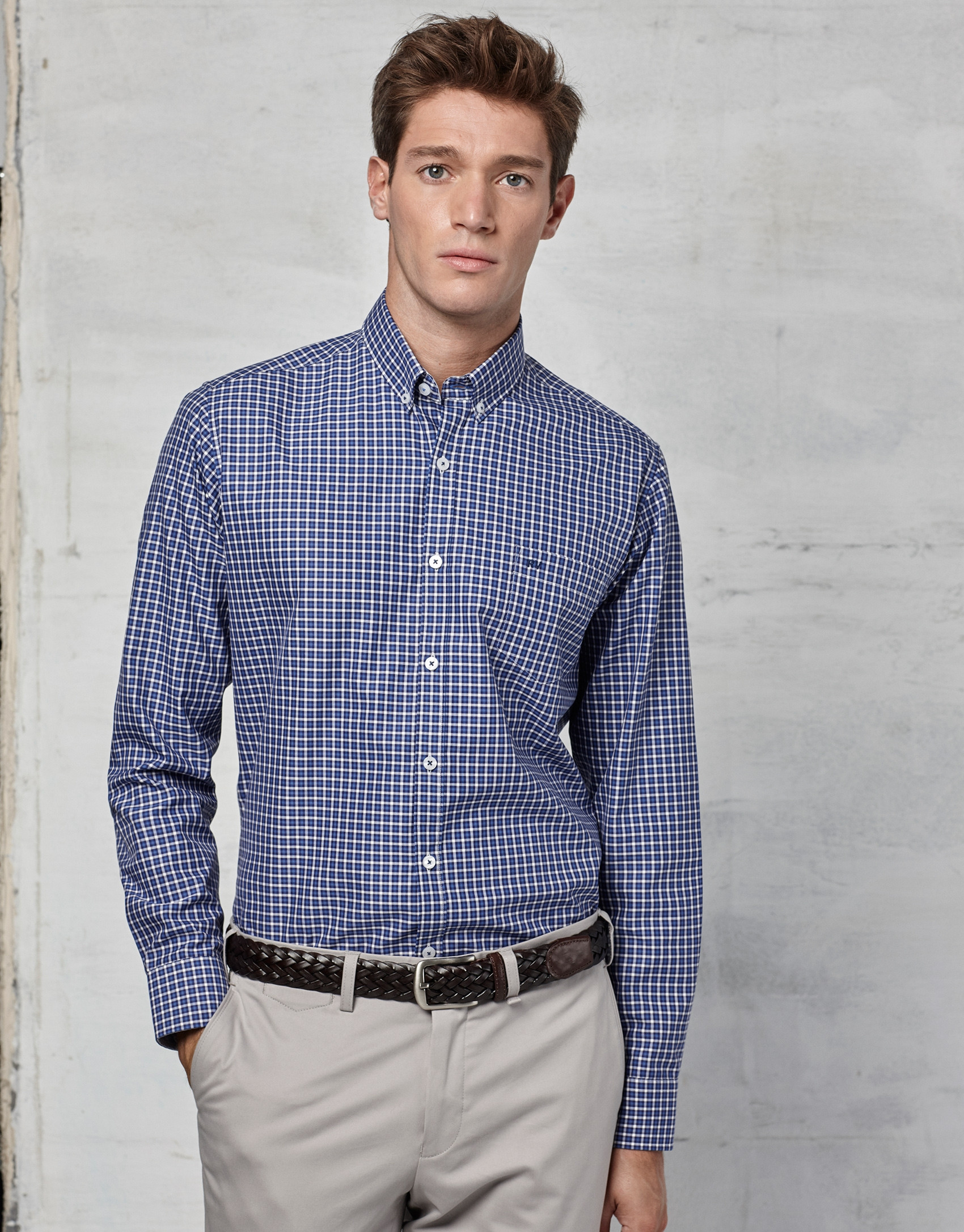Camisa sport cuadro azul / blanco