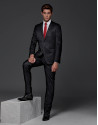 Black wool slim fit suit