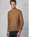 Ochre woven sweater with square collar