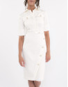 Ivory short waist dress with short sleeves