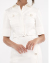 Ivory short waist dress with short sleeves