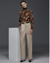 Grey herringbone pants with darts
