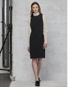 Black crepe long-sleeved dress