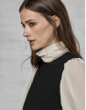 Black crepe long-sleeved dress