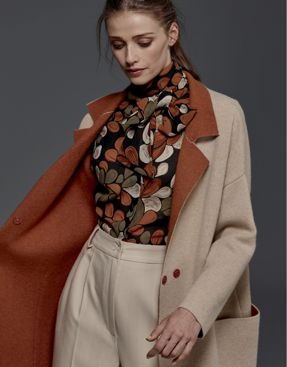 Gray, double-faced knit coat