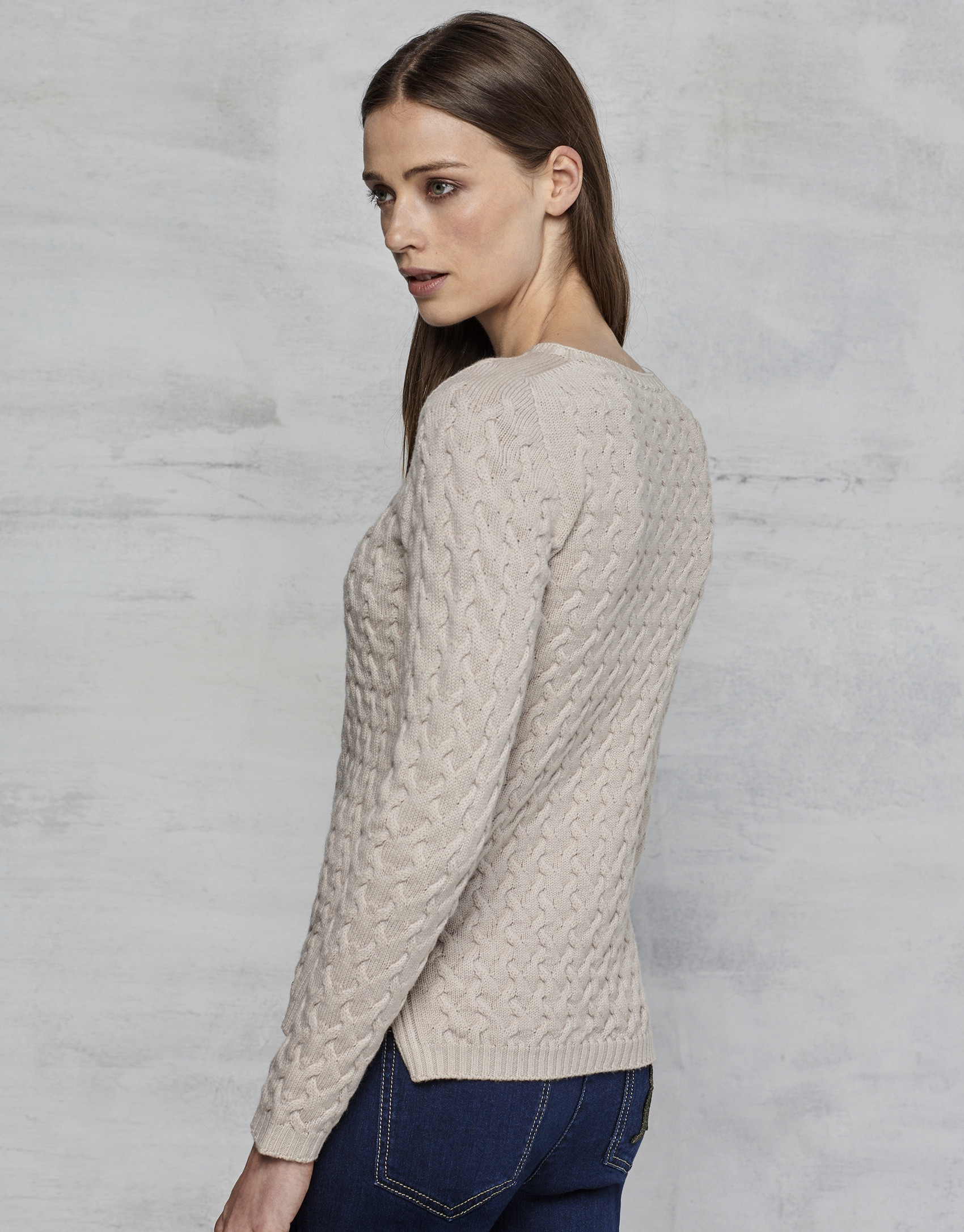 Jersey lana merino estructura color ivory