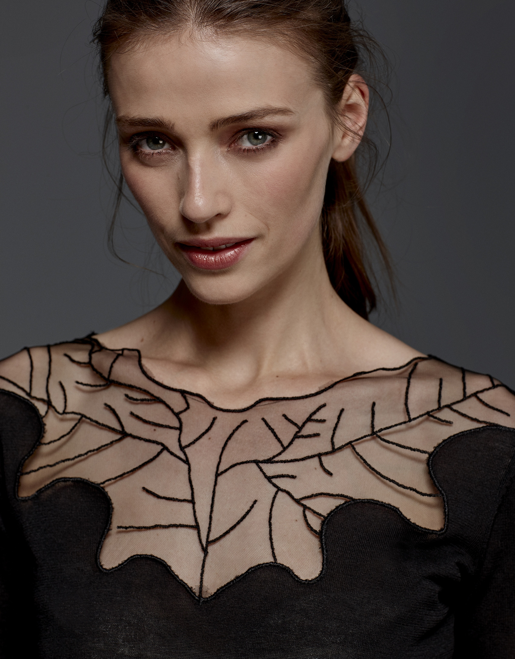 Red lace cocktail sweater