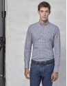 Navy blue Vichy shirt with design