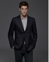 Navy blue / green sports jacket with patch pockets