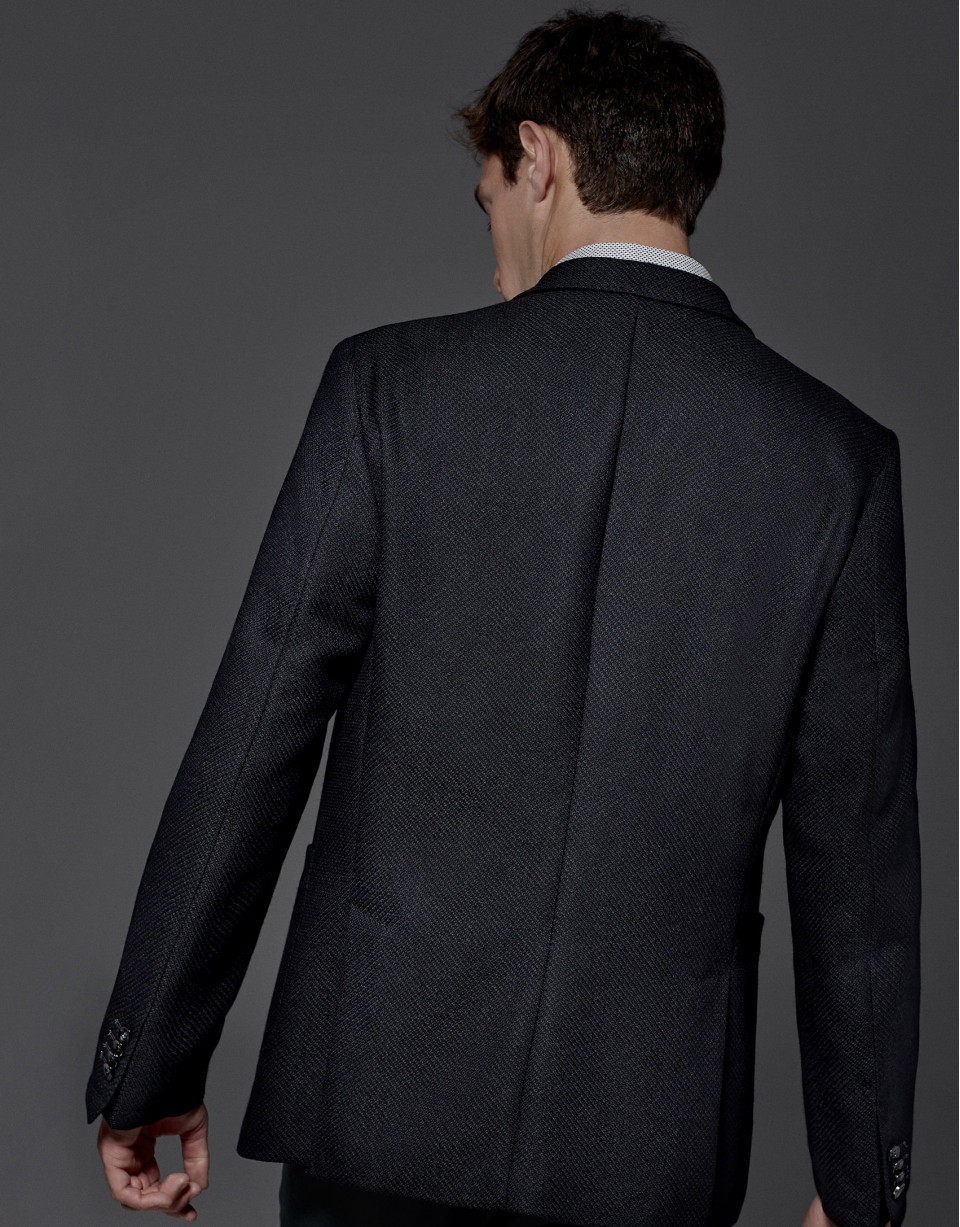 Navy blue / green sports jacket with patch pockets