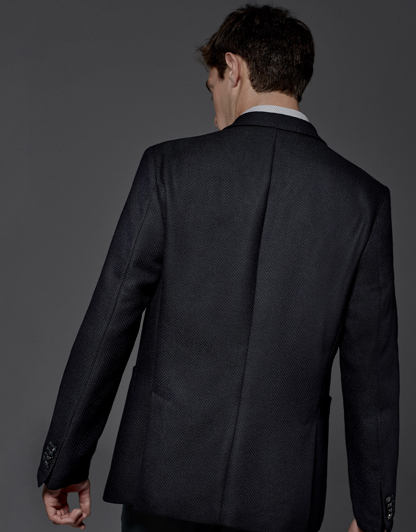 Navy blue / green sports jacket with patch pockets
