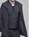 Navy blue, removable vest and parka