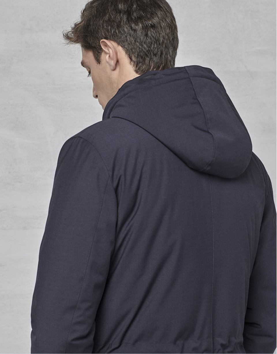Navy blue, removable vest and parka