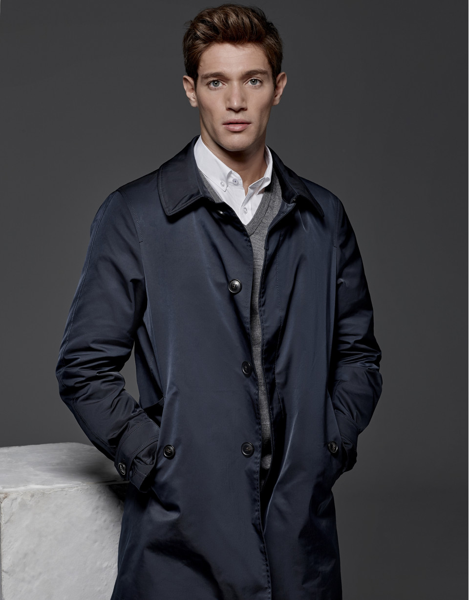 Navy blue quilted raincoat with vest