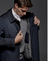 Gabardina acolchada azul marino con chaleco interior