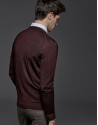 Jersey cuello caja tintado color granate
