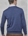 Blue wool sweater with V neck