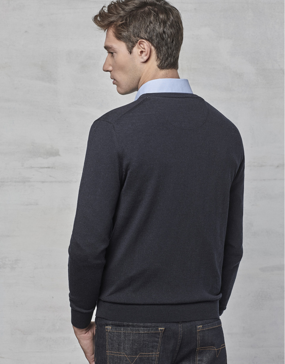 Jersey cuello pico lana marino