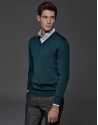 Jersey cuello pico lana verde