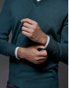 Jersey cuello pico lana verde