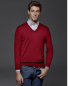 Jersey cuello pico lana rojo