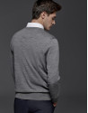 Jersey cuello pico lana gris