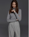 Pantalón pinzas espiga gris