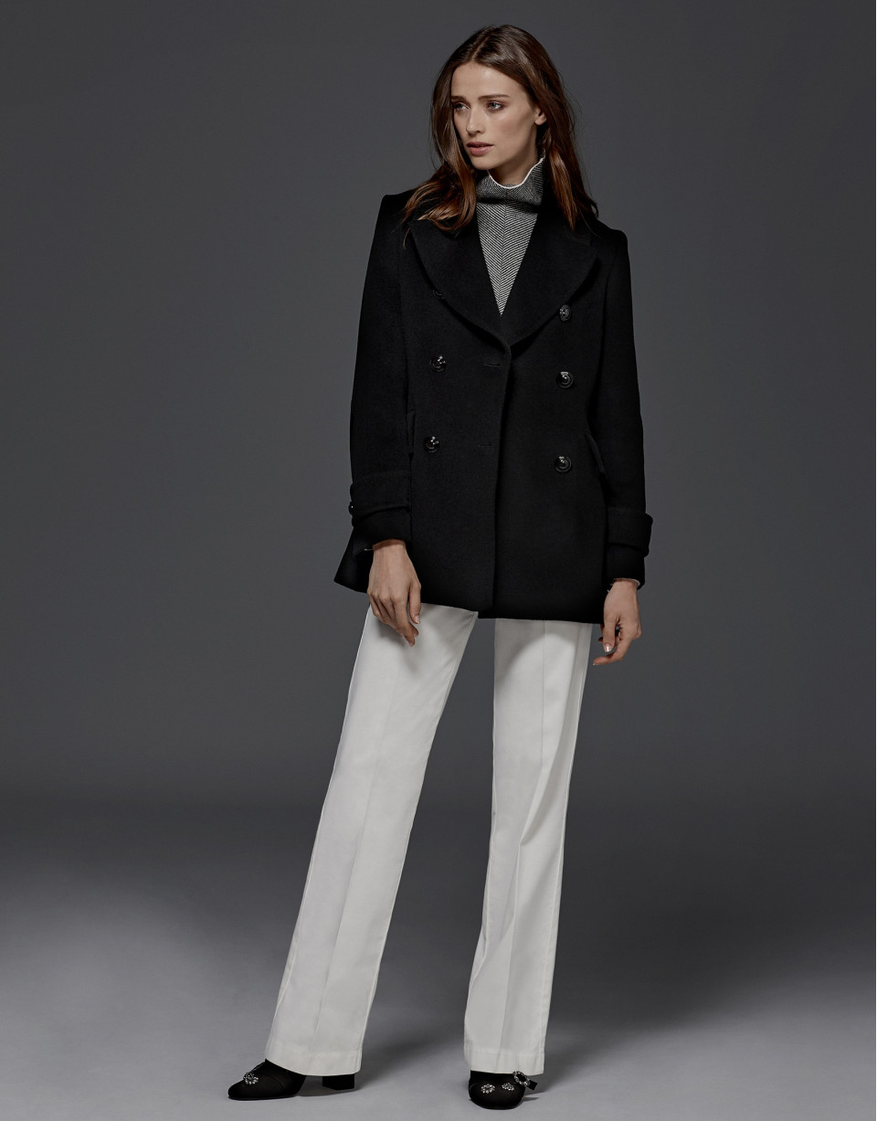 Black sailor's pea jacket