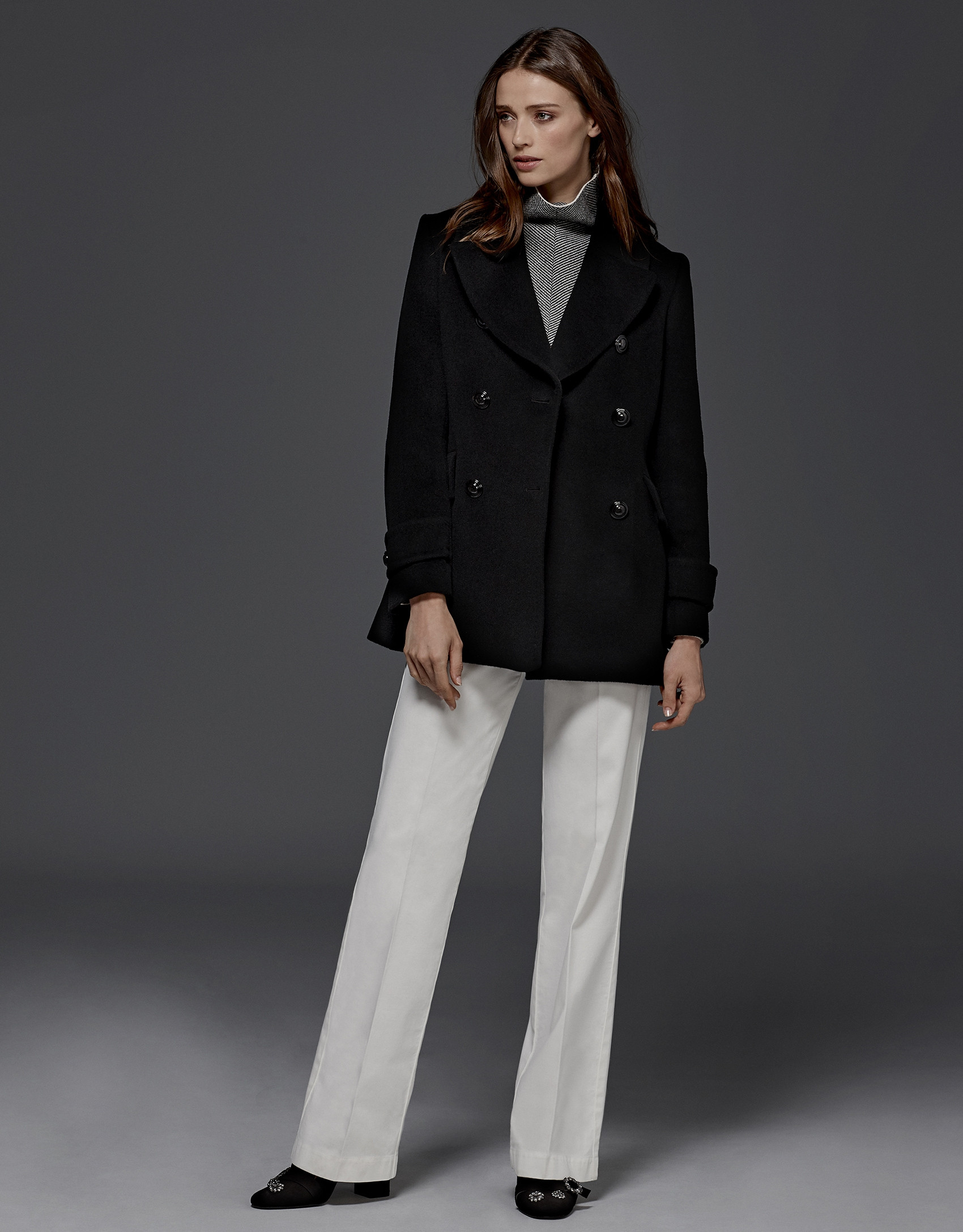 Black sailor's pea jacket