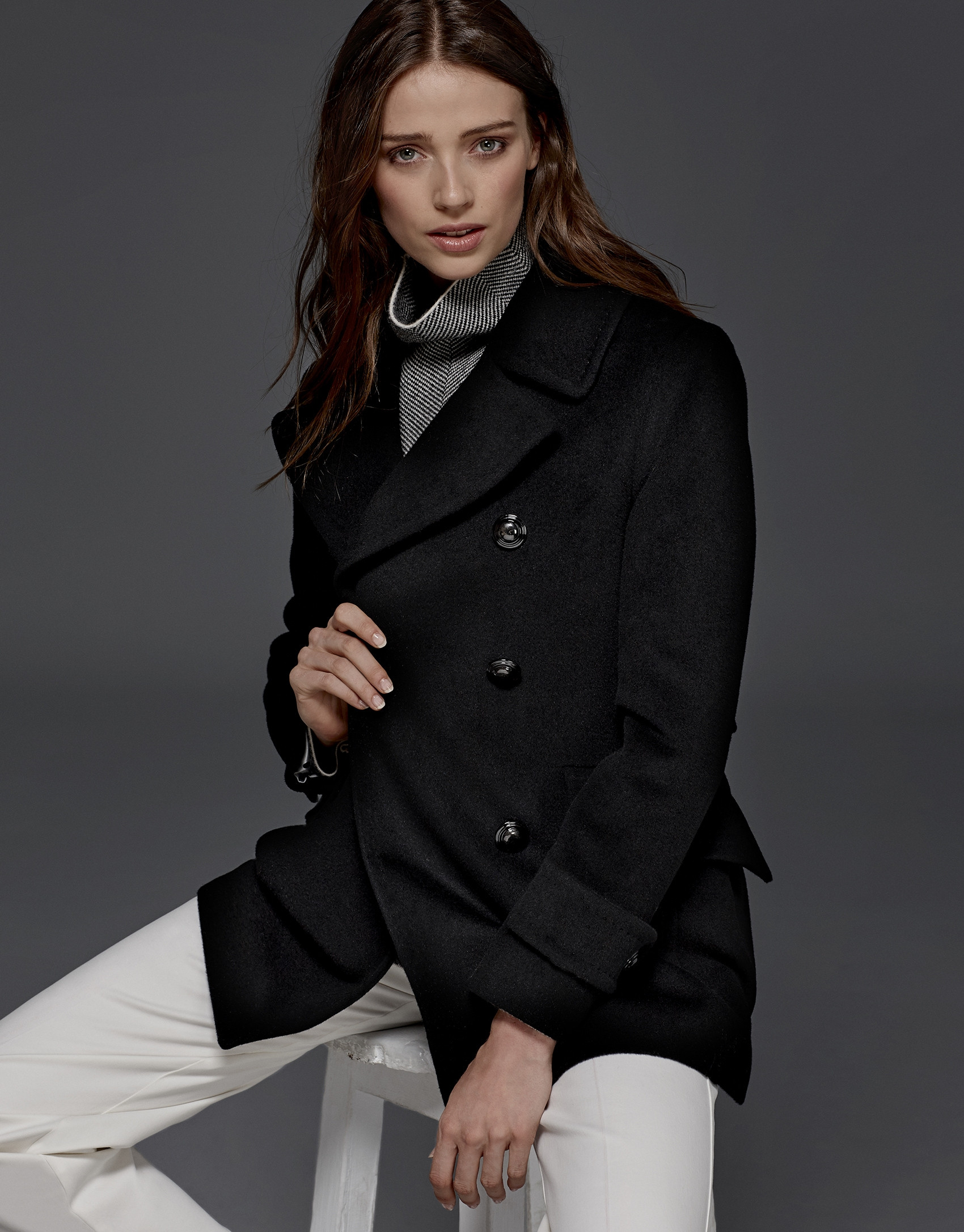 Black sailor's pea jacket