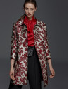 Abrigo jacquard estampado floral granate