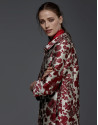 Abrigo jacquard estampado floral granate