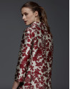Abrigo jacquard estampado floral granate